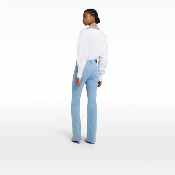 Safiyaa Flora Light Blue Denim Trousers Women Trousers
