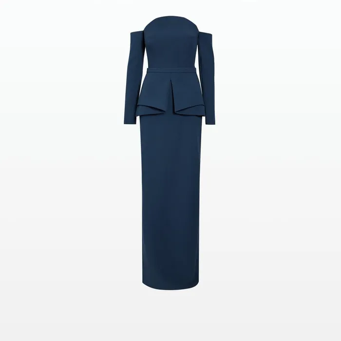 Safiyaa Giuliana Ink Blue Long Dress Women Dresses