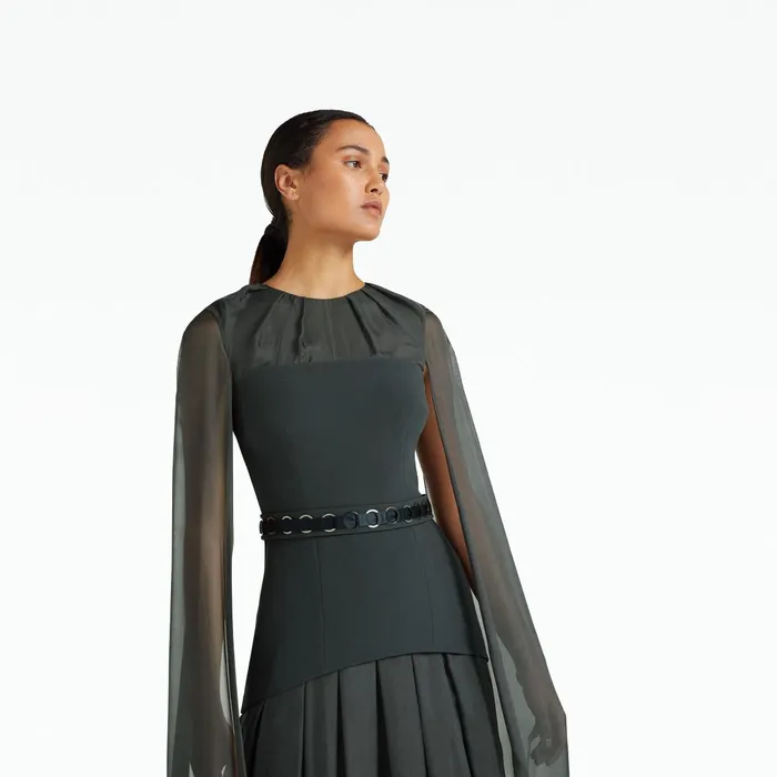 Safiyaa Gloria Graphite Embroidered Long Dress Women Dresses