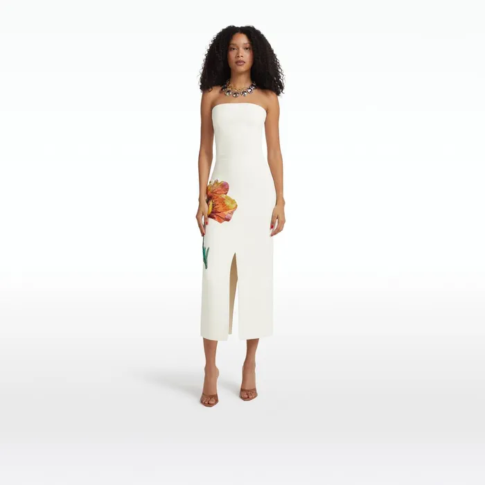 Safiyaa Grainee Ivory and Poppy Field Embroidery Skirt Women Skirts