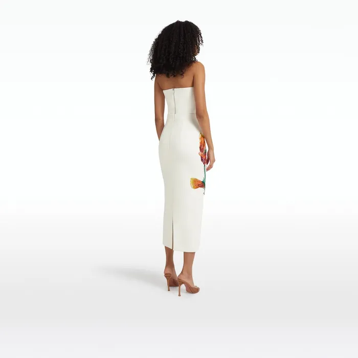 Safiyaa Grainee Ivory and Poppy Field Embroidery Skirt Women Skirts