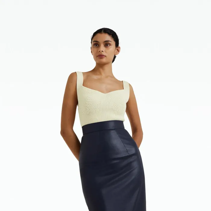 Safiyaa Hokoku Navy Vegan Leather Skirt Women Skirts