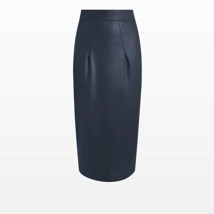 Safiyaa Hokoku Navy Vegan Leather Skirt Women Skirts