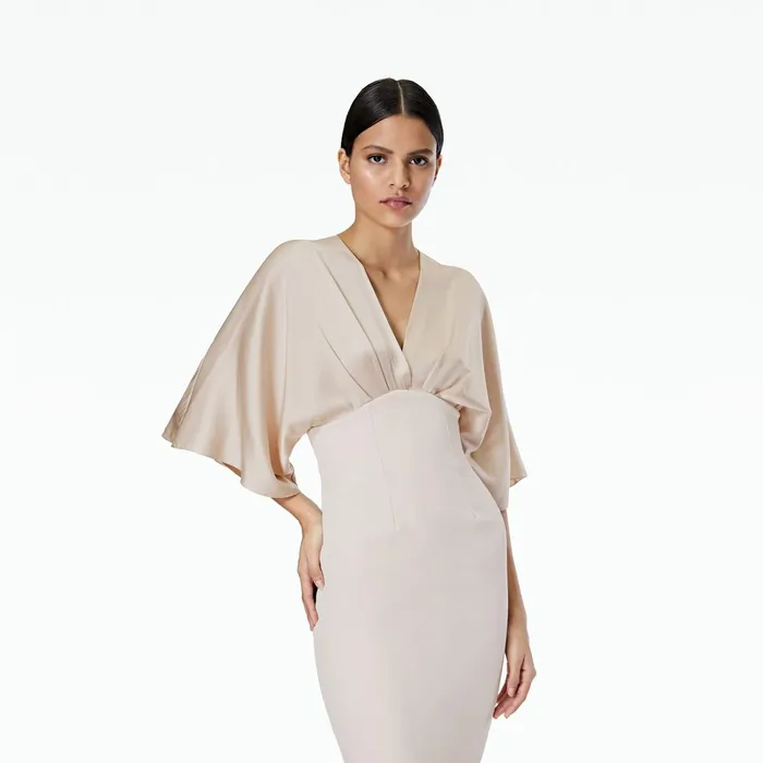 Safiyaa Ionie White Sand Midi Dress Women Dresses