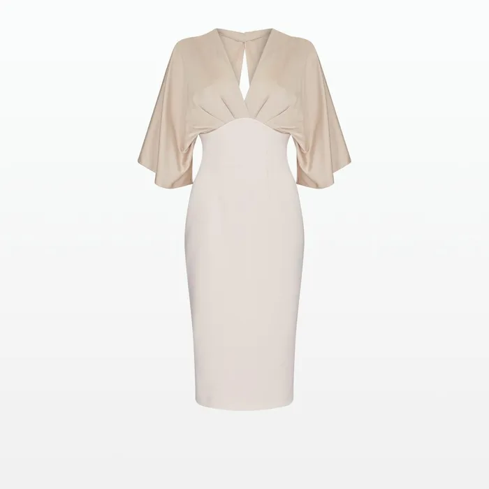 Safiyaa Ionie White Sand Midi Dress Women Dresses