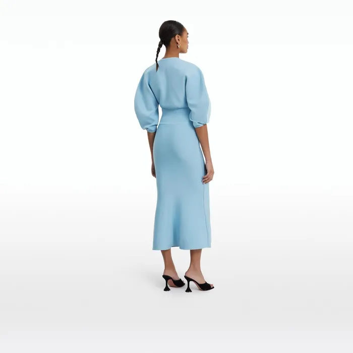 Safiyaa Kiera Pale Blue Knit Midi Dress Women Knitwear