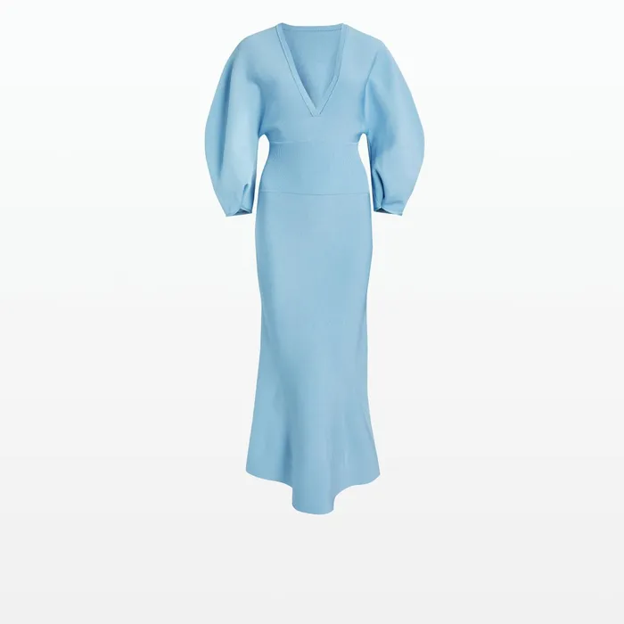 Safiyaa Kiera Pale Blue Knit Midi Dress Women Knitwear