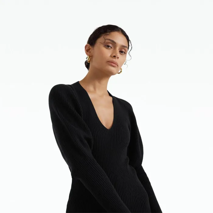 Safiyaa Laure Navy Knit Women Tops