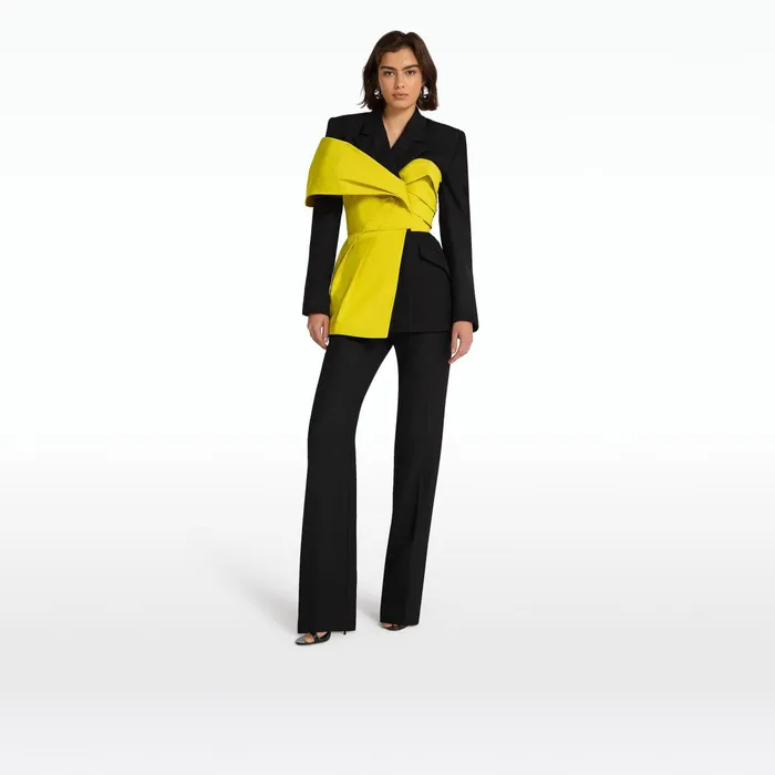 Safiyaa Lenalle Black and Chartreuse Jacket Women Jackets Coats