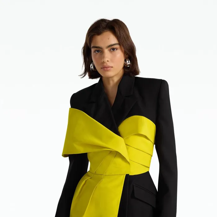 Safiyaa Lenalle Black and Chartreuse Jacket Women Jackets Coats