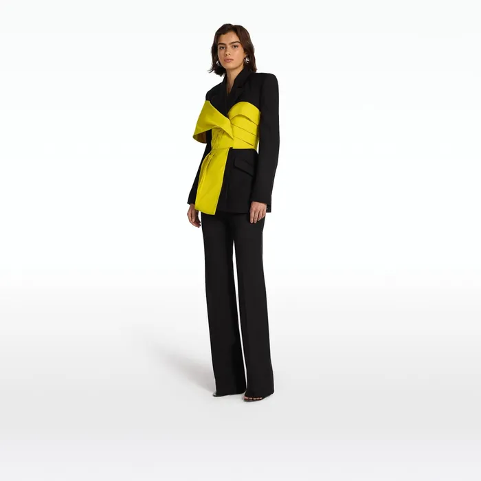 Safiyaa Lenalle Black and Chartreuse Jacket Women Jackets Coats
