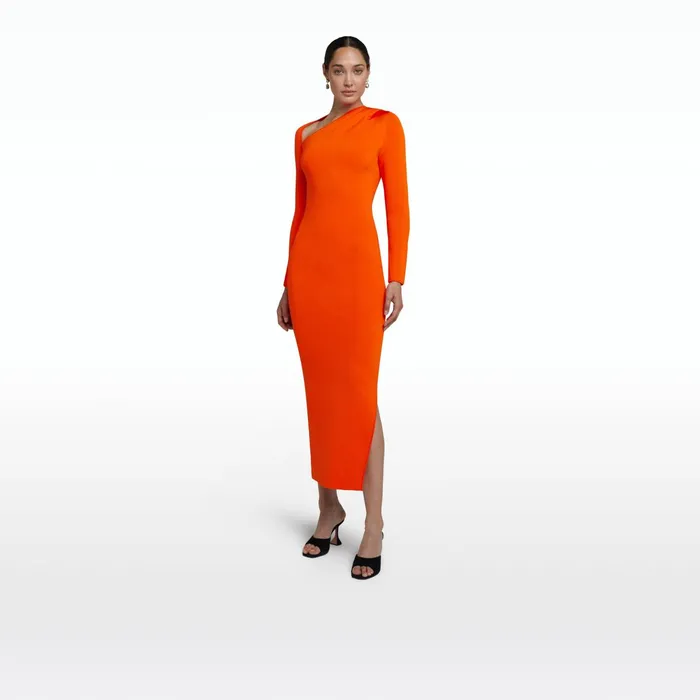 Safiyaa Leonie Flame Knit Midi Dress Women Knitwear
