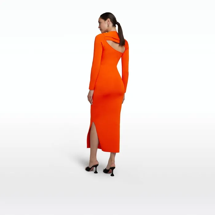Safiyaa Leonie Flame Knit Midi Dress Women Knitwear