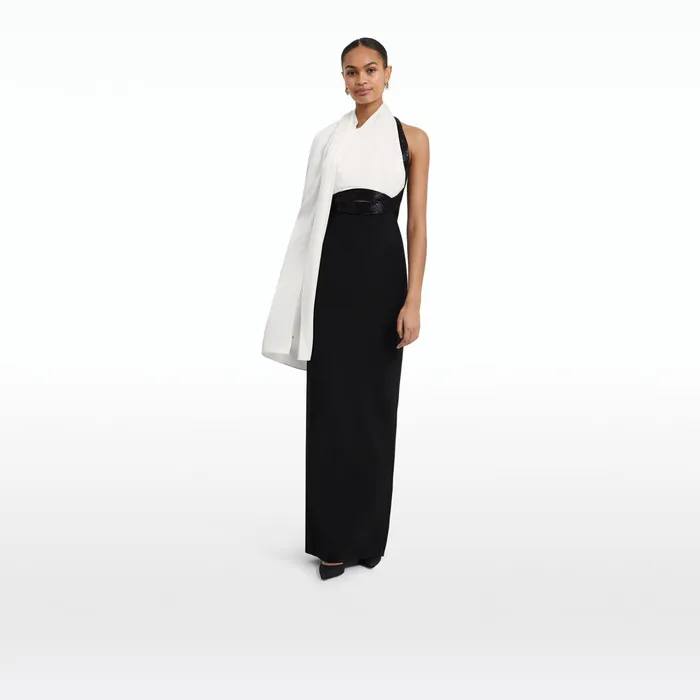 Safiyaa Lexi Black and Ivory Long Dress Women Dresses