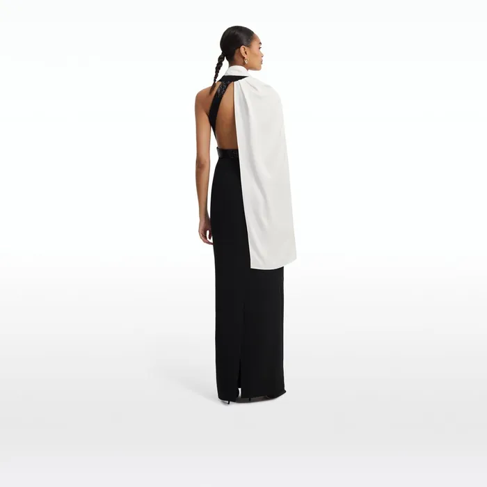 Safiyaa Lexi Black and Ivory Long Dress Women Dresses