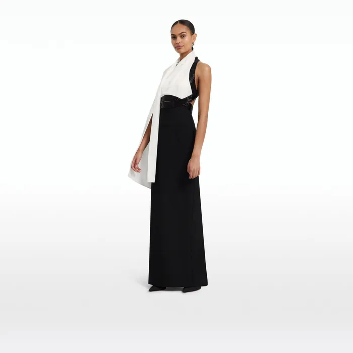 Safiyaa Lexi Black and Ivory Long Dress Women Dresses
