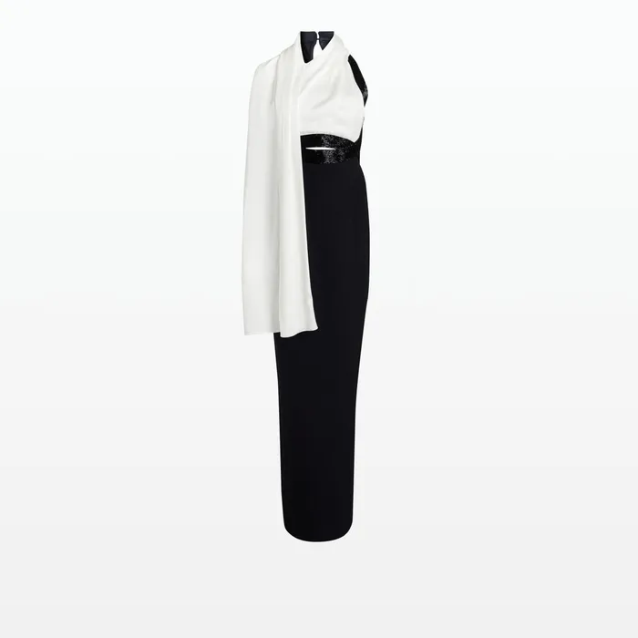 Safiyaa Lexi Black and Ivory Long Dress Women Dresses