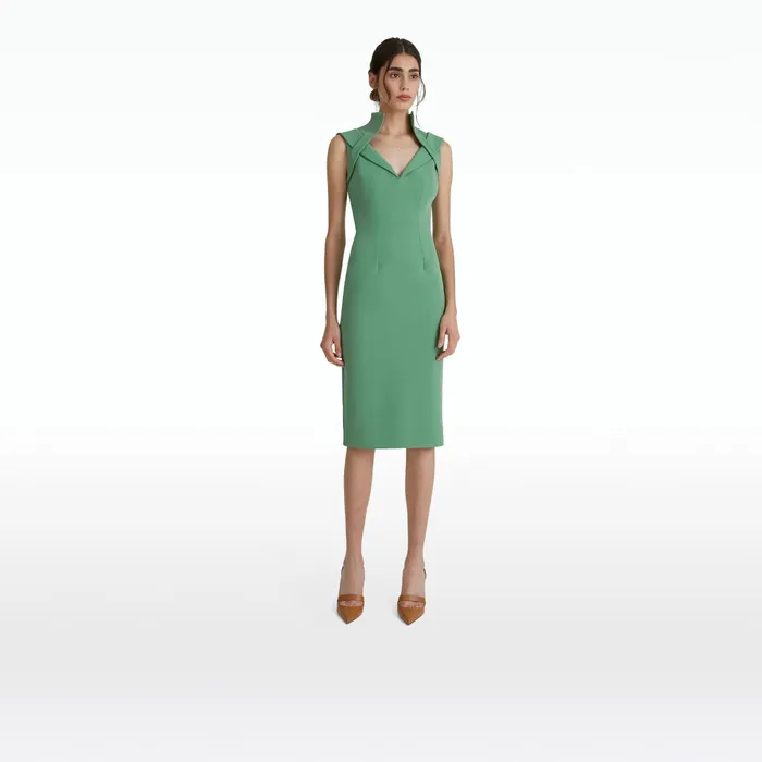 Safiyaa Loide Fern Green Midi Dress Women Dresses