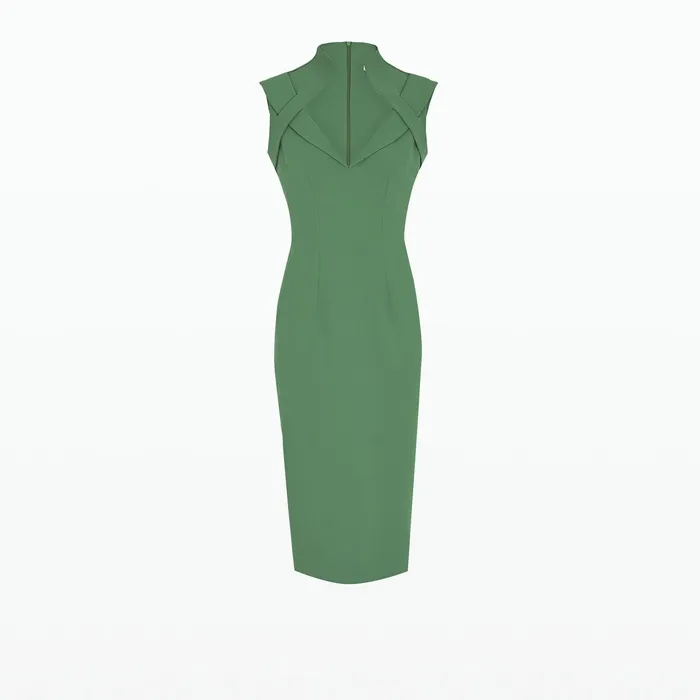 Safiyaa Loide Fern Green Midi Dress Women Dresses