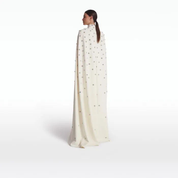 Safiyaa Manore Ivory Harness With Soshin Long Dress Women Capes Harnesses