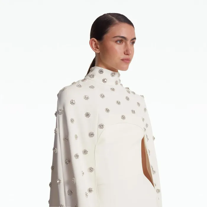 Safiyaa Manore Ivory Harness With Soshin Long Dress Women Capes Harnesses