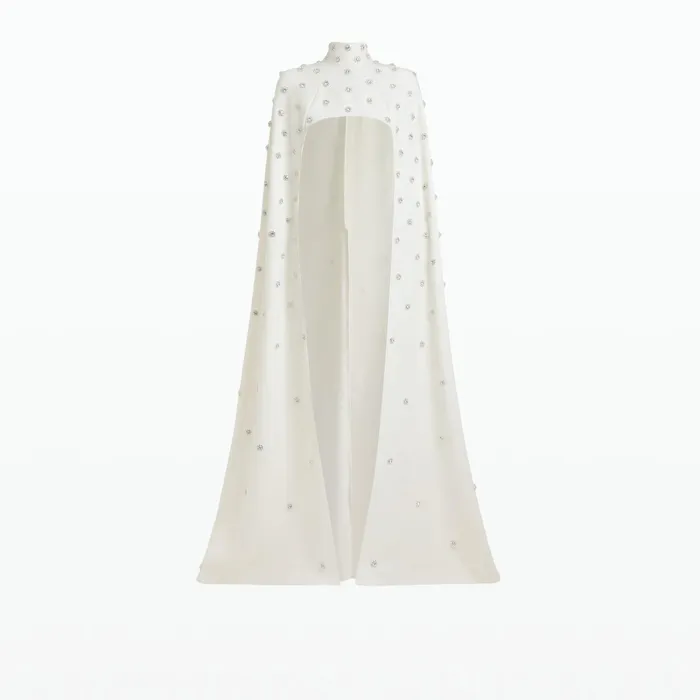 Safiyaa Manore Ivory Harness With Soshin Long Dress Women Capes Harnesses