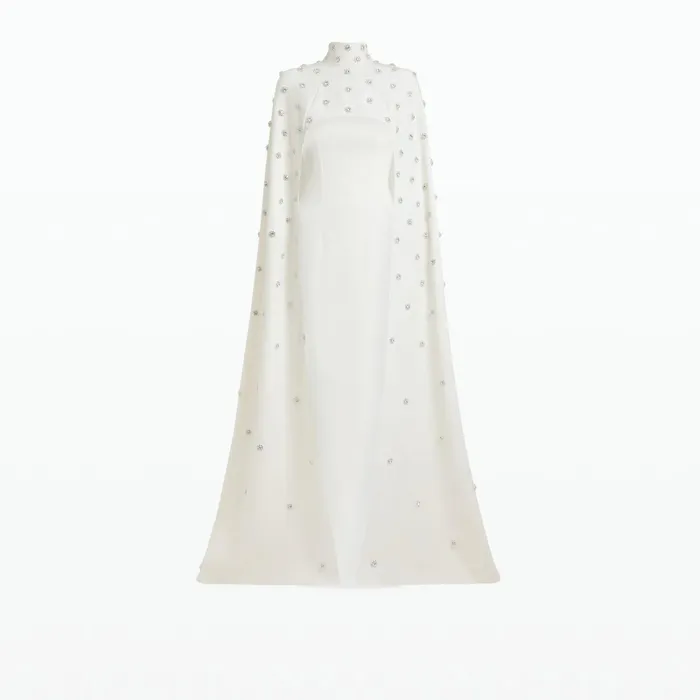 Safiyaa Manore Ivory Harness With Soshin Long Dress Women Capes Harnesses