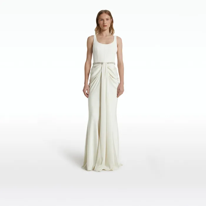 Safiyaa Marlena Long Dresses In Ivory With Crystal Women Dresses
