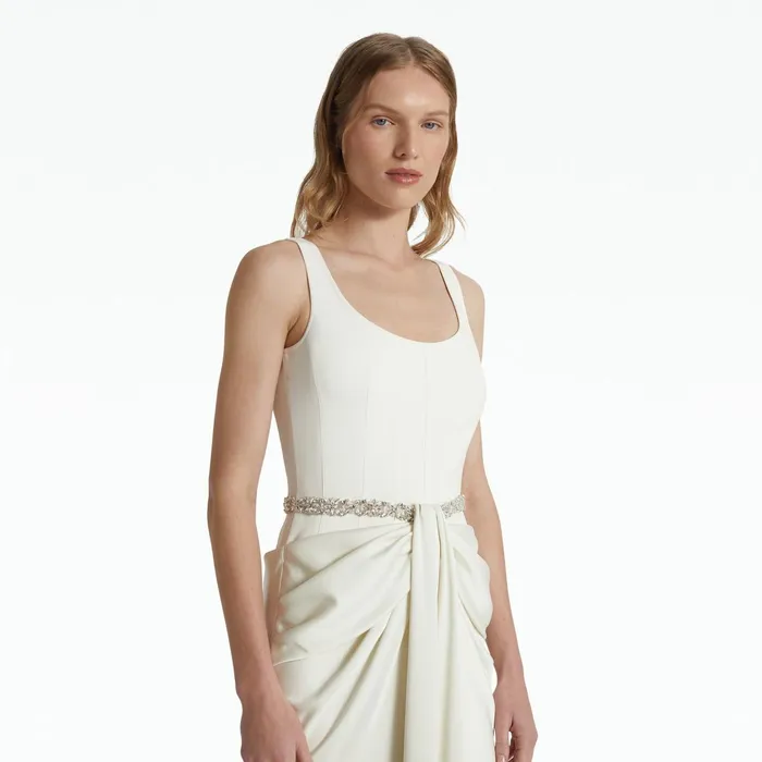 Safiyaa Marlena Long Dresses In Ivory With Crystal Women Dresses