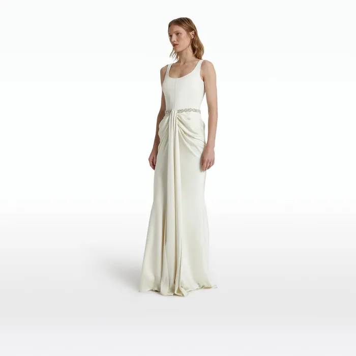 Safiyaa Marlena Long Dresses In Ivory With Crystal Women Dresses