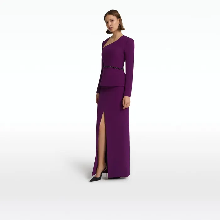 Safiyaa Nadia Currant Top With Embroidered Belt Women Tops