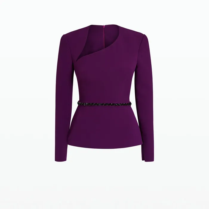 Safiyaa Nadia Currant Top With Embroidered Belt Women Tops