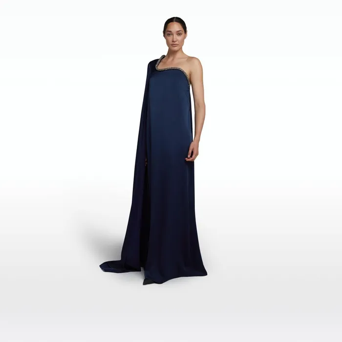 Safiyaa Nouvella Ink Blue Long Dress Women Dresses