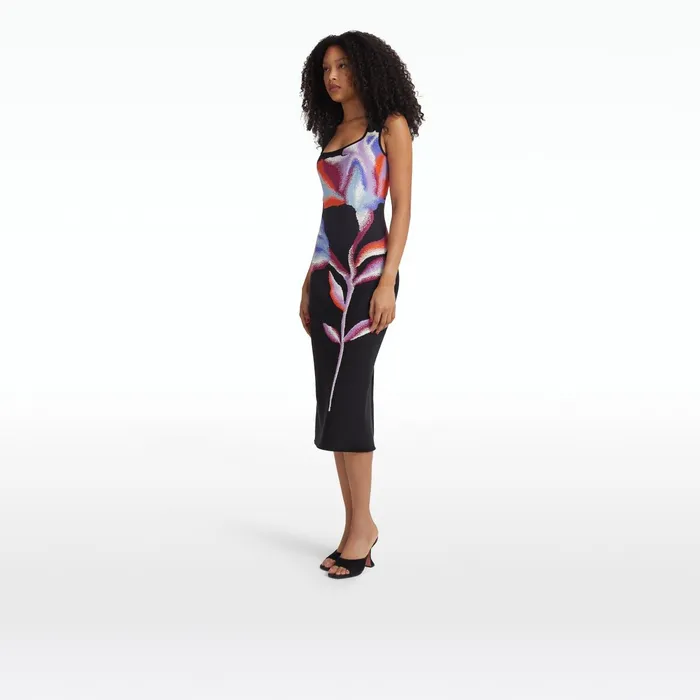 Safiyaa Nura Black Knit Midi Dress Women Dresses