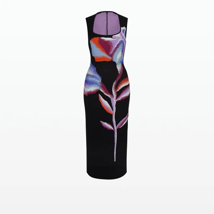 Safiyaa Nura Black Knit Midi Dress Women Dresses
