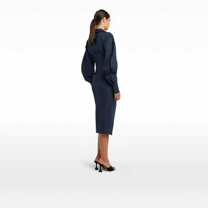 Safiyaa Oriana Navy Midi Dress Women Dresses