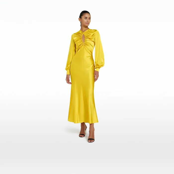 Safiyaa Penelope Canary Midi Dress Women Dresses