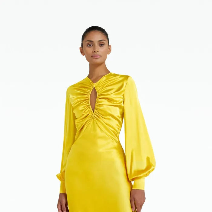 Safiyaa Penelope Canary Midi Dress Women Dresses