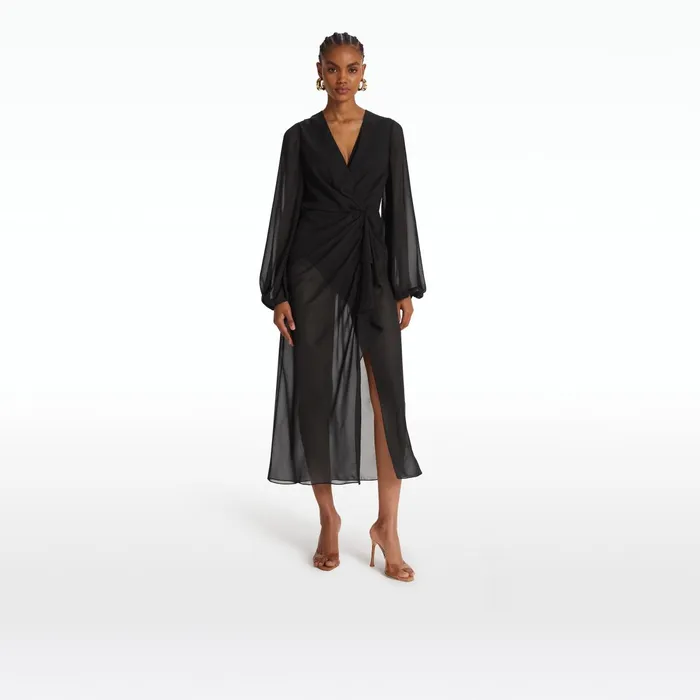 Safiyaa Prova Black Midi Dress Women Swimwear
