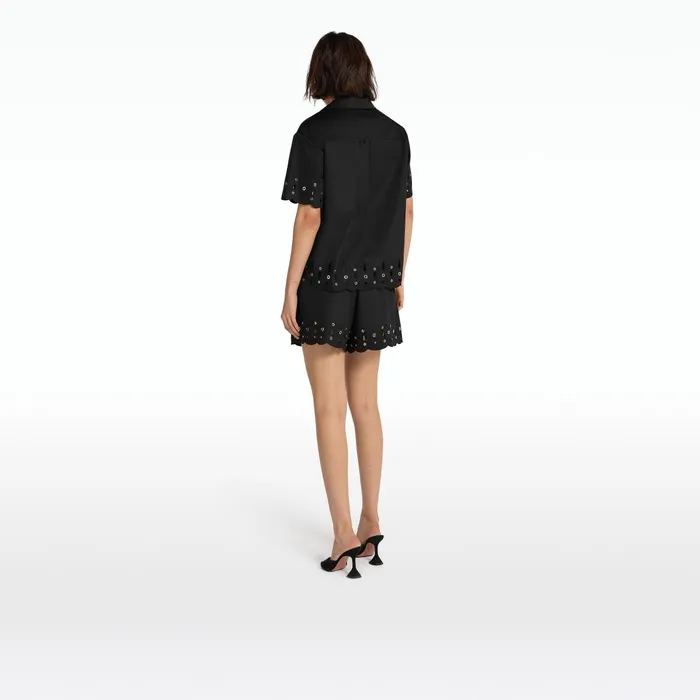 Safiyaa Raya Black Cotton Shorts Women Trousers