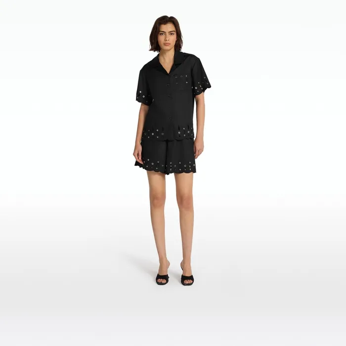 Safiyaa Raya Black Cotton Shorts Women Trousers