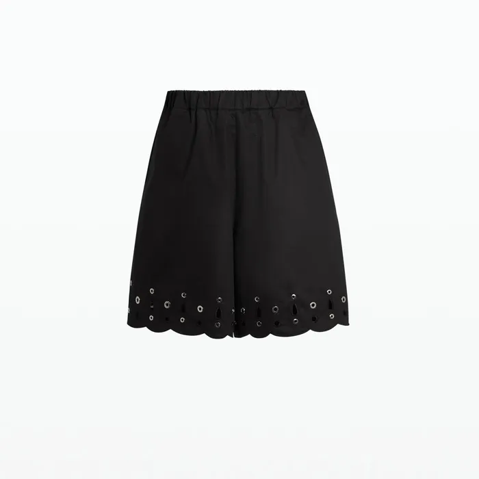 Safiyaa Raya Black Cotton Shorts Women Trousers