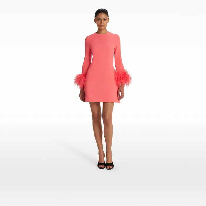 Safiyaa Rena Mosaico FeatherTrimmed Short Dress Women Dresses