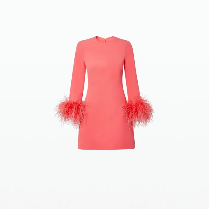 Safiyaa Rena Mosaico FeatherTrimmed Short Dress Women Dresses