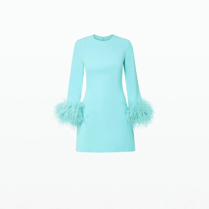 Safiyaa Rena Positano FeatherTrimmed Short Dress Women Dresses