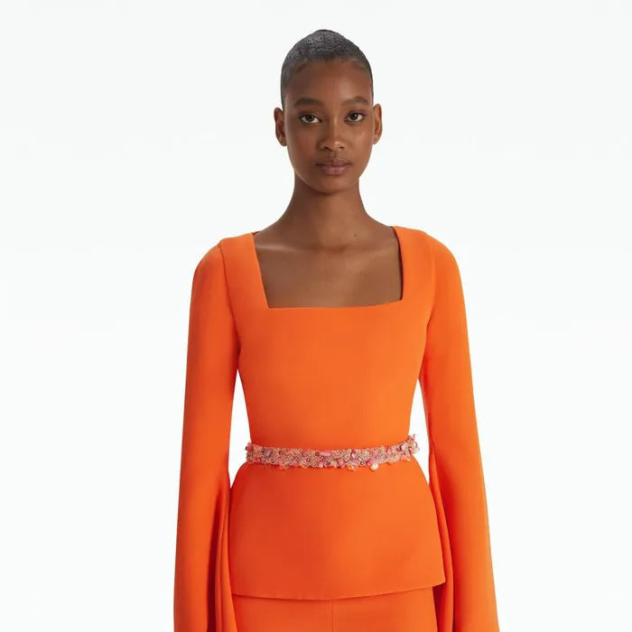 Safiyaa Reya Amber Sun Top With Embroidered Belt Women Tops