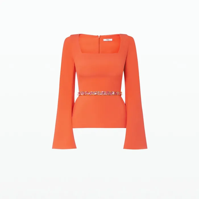 Safiyaa Reya Amber Sun Top With Embroidered Belt Women Tops