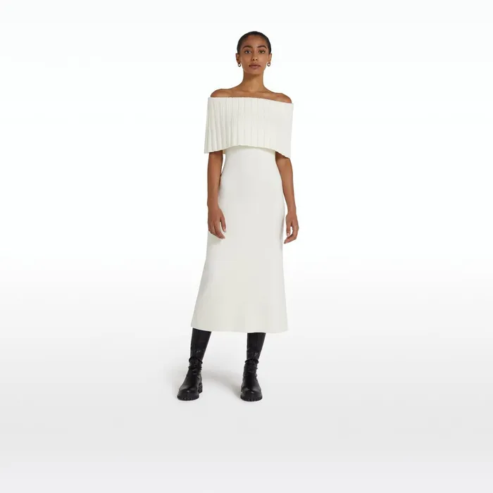 Safiyaa Risette Ivory Midi Dress Women Dresses