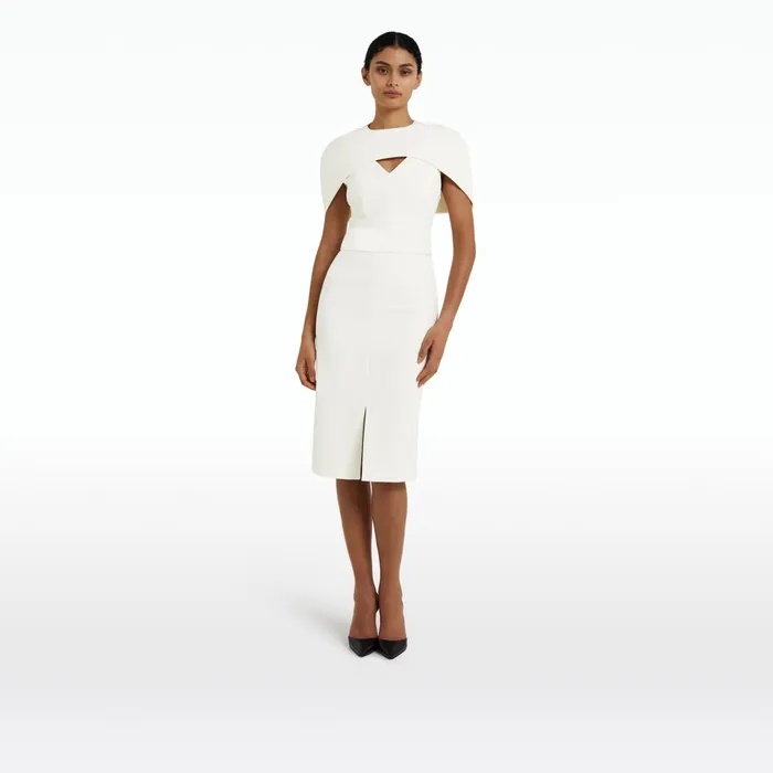 Safiyaa Rosa Ivory Midi Dress Women Dresses