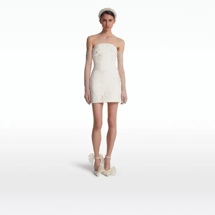 Safiyaa Rowan Ivory And Fern Embroidery Short Dress Women Dresses